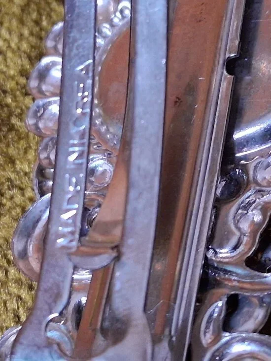 Vintage Barrette Hair Clip Silver Ornate Filligree Faux Pearl Korea 4" - Picture 7 of 13